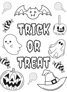 Trick or Treat Colouring Page